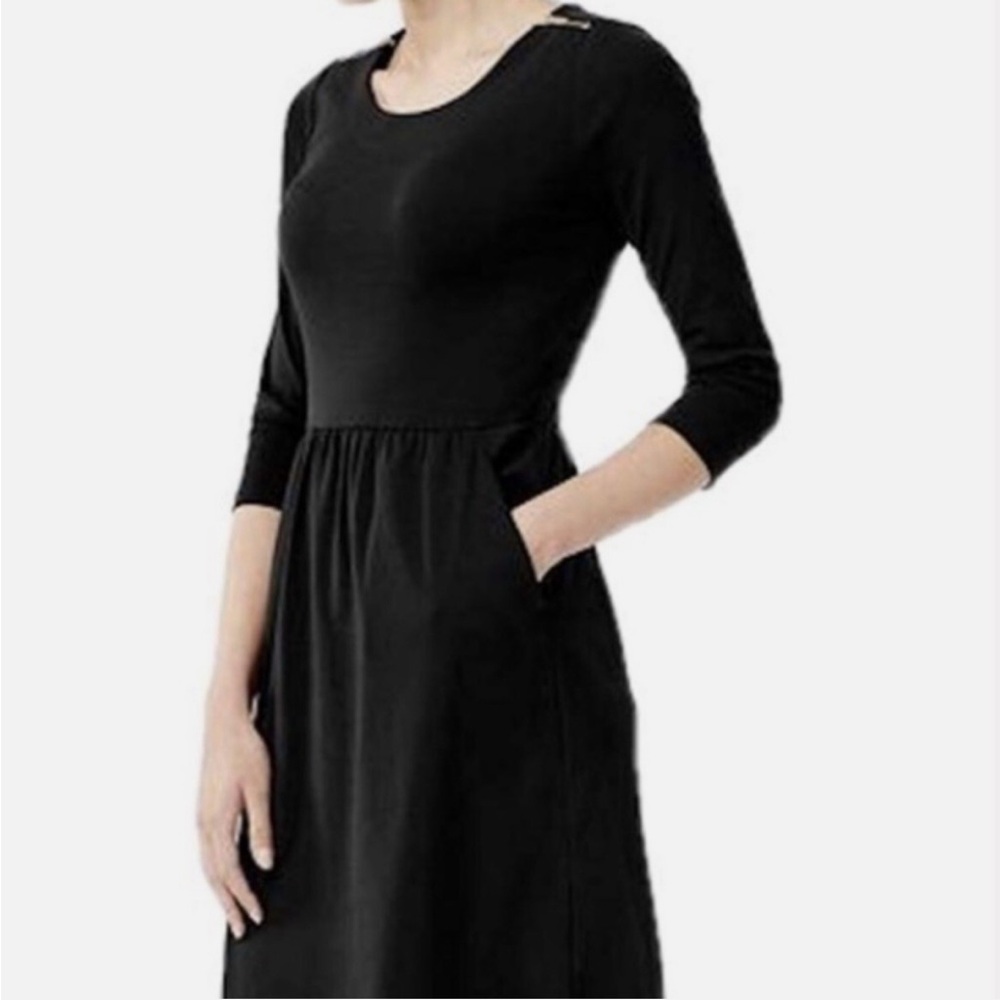 BODEN Black Janie Knit Zipper Detail A-line Pocketed Dress-SZ. 6R